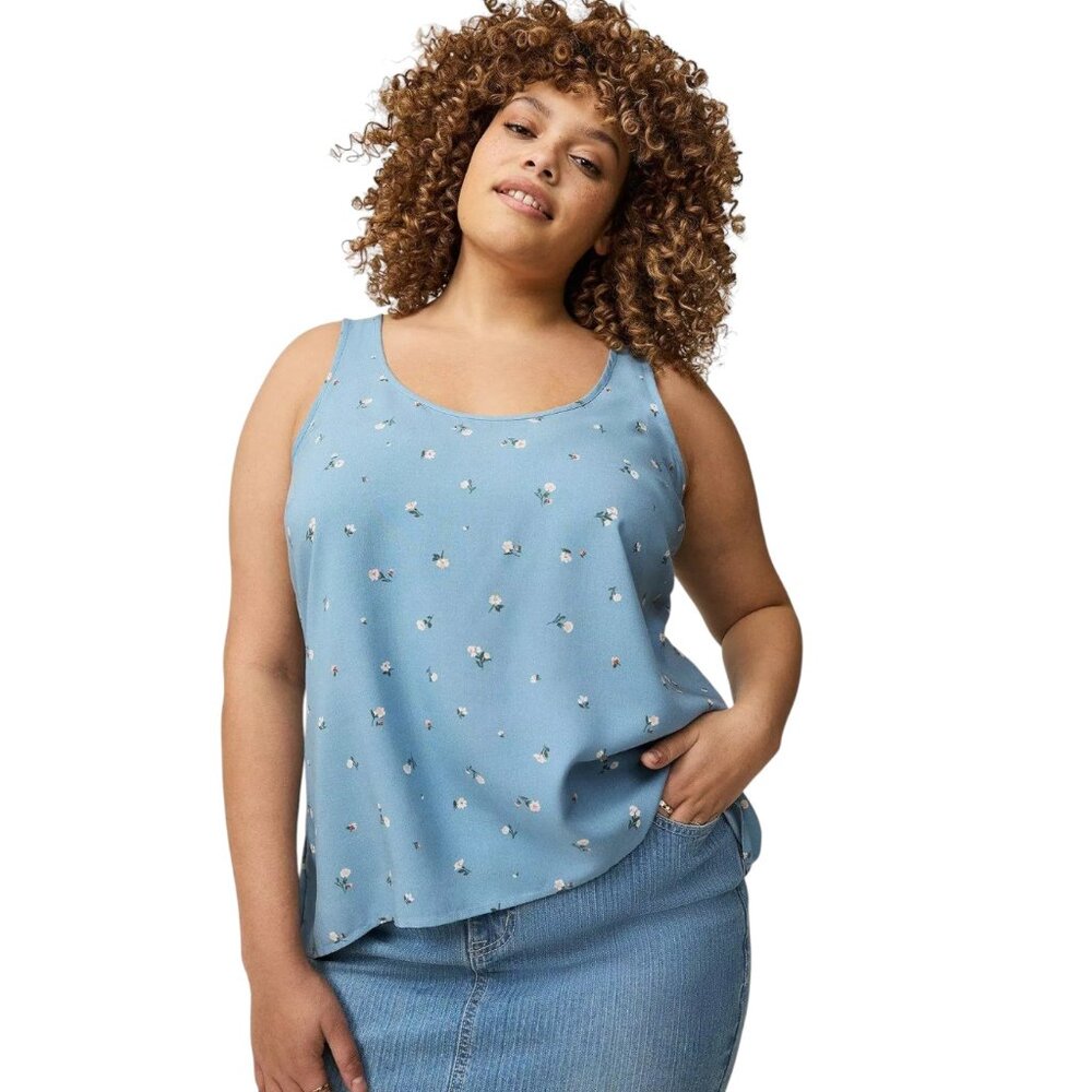 NWT Torrid Hi-Low‎ Challis Tank Top Dusty Blue Women's Size 4XL (Torrid Sz 4/26)